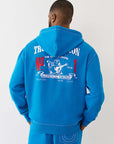 True Religion Hoodie No1 Big T Zip Up Imperial Blue