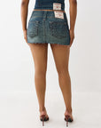 True Religion Skirt Sadie Mini Gotham Grind Dark Wash