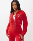 True Religion Hoodie Crystal Wing Shrunken Hood Barbados Cherry