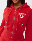 True Religion Hoodie Crystal Wing Shrunken Hood Barbados Cherry