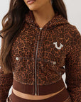 True Religion Hoodie Big T Crytal Leopard Shrunken Leopard