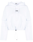 Msgm Hoodie Felpa Small Logo White
