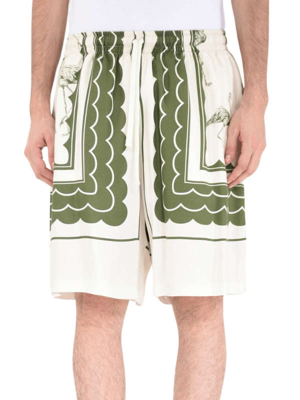Ih Nom Uh Nit Shorts Scarf Printed Woven White-Green - AL Capone PremiumClothingShorts998-368