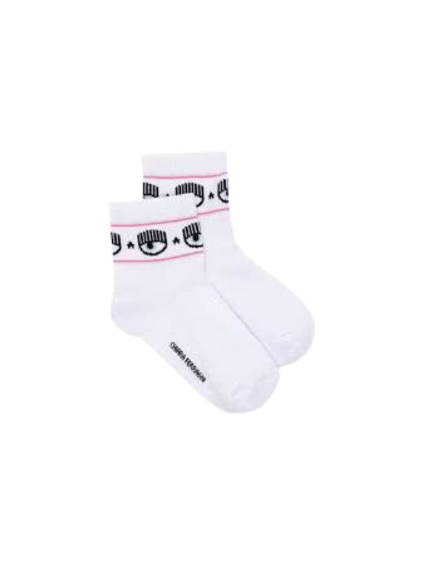 Chiara Ferragni Socks Ankle Eyelike Logo White - AL Capone PremiumAccessoriesSocks1469-7