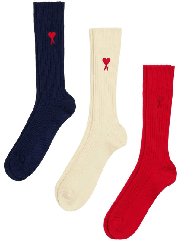 Ami Socks 3 Pack Logo White-Red-Black - AL Capone PremiumAccessoriesSocks856-18