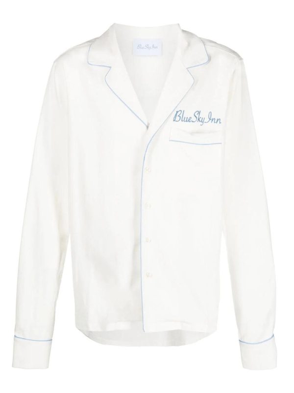 Blue Sky Inn Shirt Linen White - AL Capone PremiumClothingShirts964-14