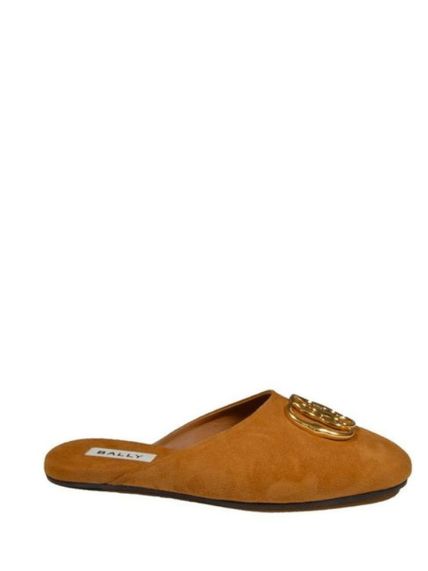 Bally Slide Suede Logo Gold-Tan - AL Capone PremiumFootwearSlip-ons And Loafers1279-4