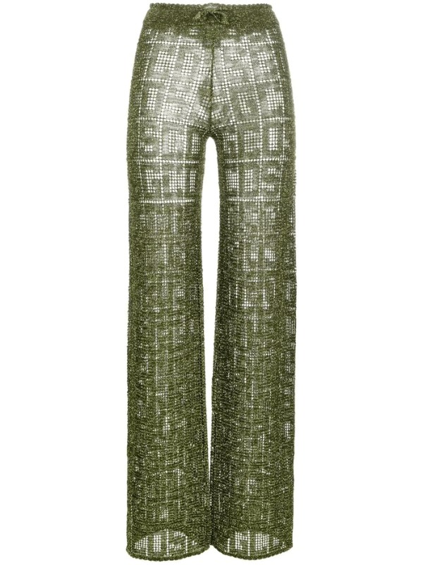Gcds Pants Monogram Macrame Green - AL Capone PremiumClothingPants1288-2