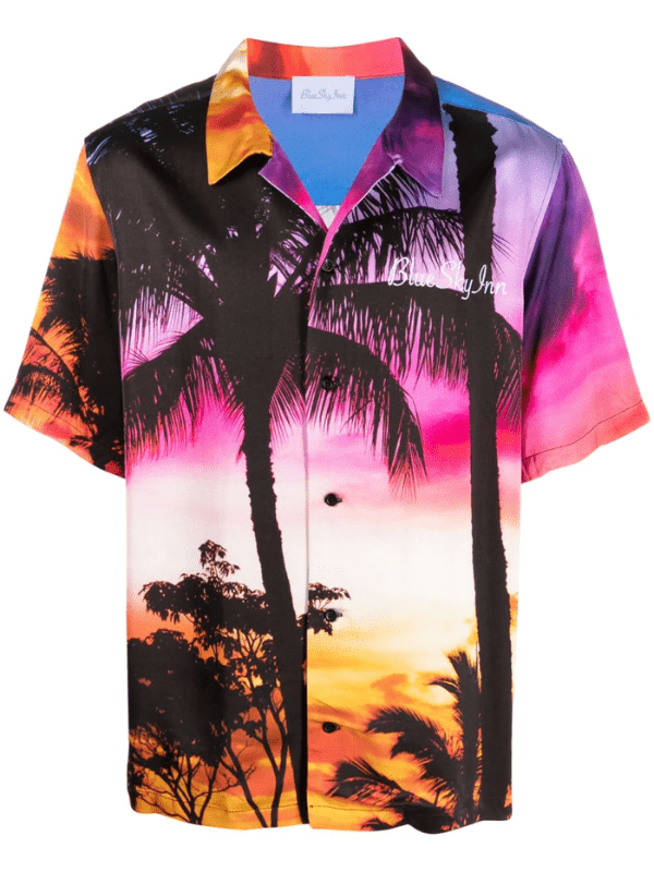 Blue Sky Inn Shirt Tropical Palms Allover Print - AL Capone PremiumClothingShirts964-35