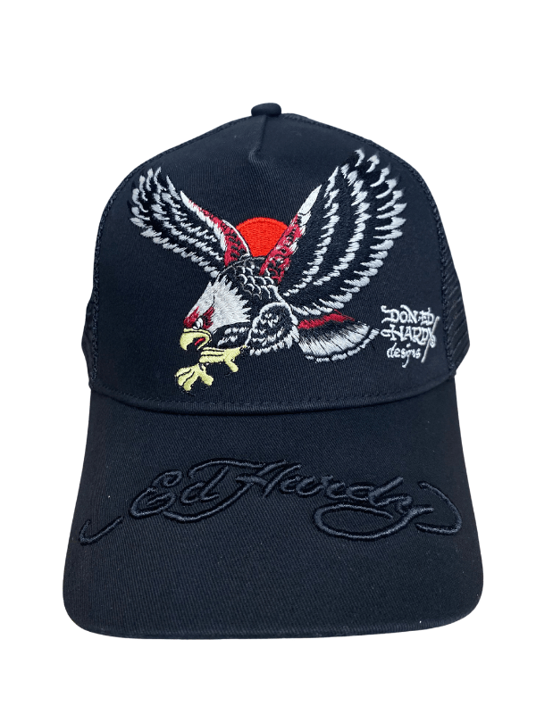 Ed Hardy Cap Eagle-Japan Twill Trucker Black-Black - AL Capone PremiumAccessoriesHeadwear1197-22