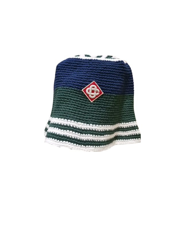 Casablanca Bucket Hat Crochet Greennavywhite - AL Capone PremiumAccessoriesHeadwear1166-15