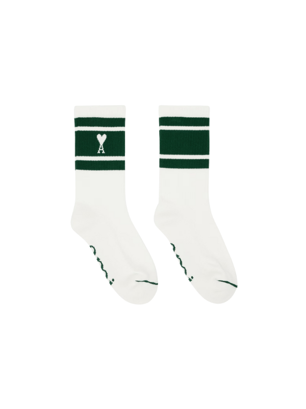 Ami Socks Striped Logo Bottle Green - AL Capone PremiumAccessoriesSocks856-22