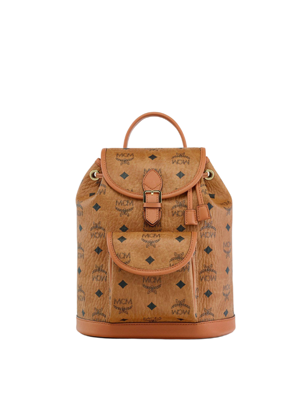 Mcm Bag Backpack Aren Vi Allover Logo Camel AL Capone Premium