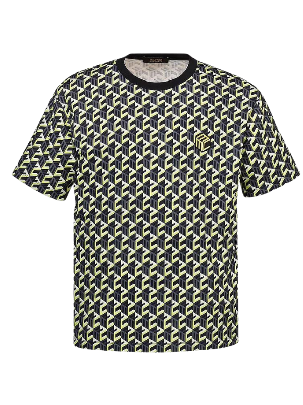 Mcm T Shirt Cubic Monogram Logo Blackyellow AL Capone Premium