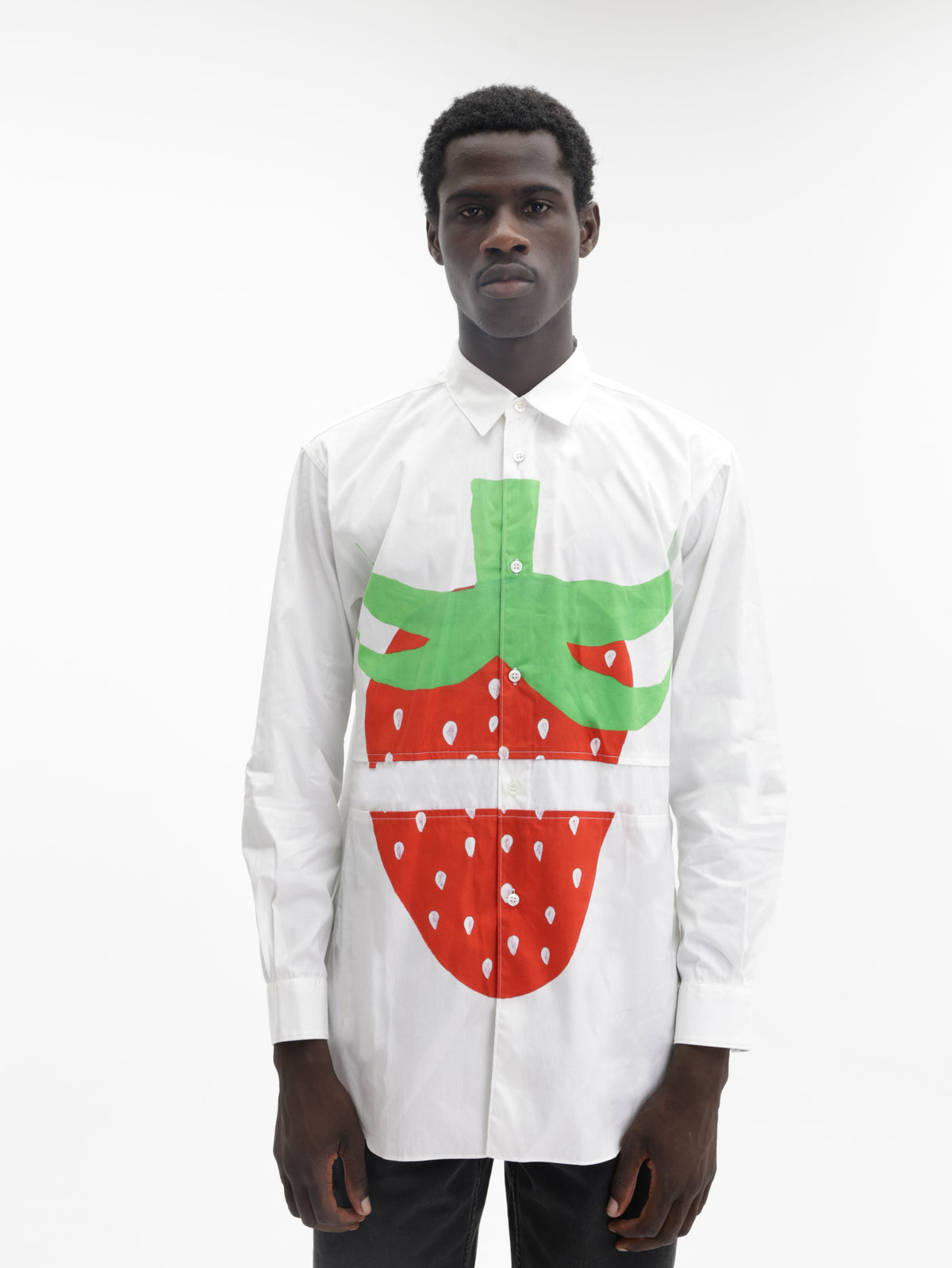 Comme Des Cargcons Shirt Strawberry White