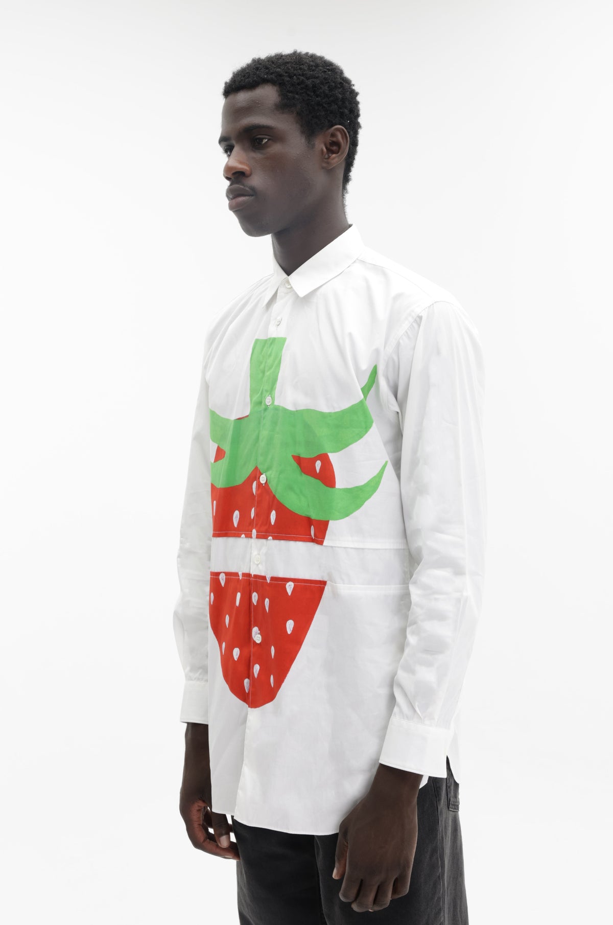 Comme Des Cargcons Shirt Strawberry White