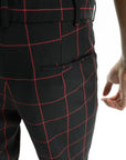 Comme Des Garcons Pants Window Pane Black-Red