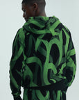 Massimo Sabbadin Sweater Hooded Full Zip Aop Green-Black