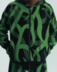 Massimo Sabbadin Sweater Hooded Full Zip Aop Green-Black