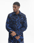Massimo Sabbadin Shirt Allover Rose Print Blue