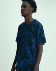 Massimo Sabbadin Crew Allover Rose Print Blue