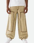 True Religion Baggy Pants Carpenter Super T Washed Canvas Travertine