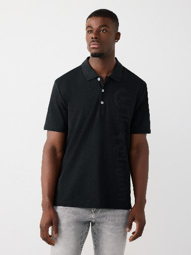 True Religion Golfer Old English Pique Jet Black