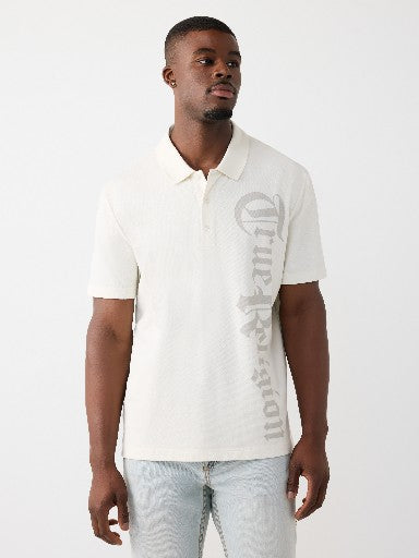True Religion Golfer Old English Pique Winter White