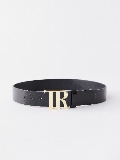 True Religion Belt Large Gold Jet Black