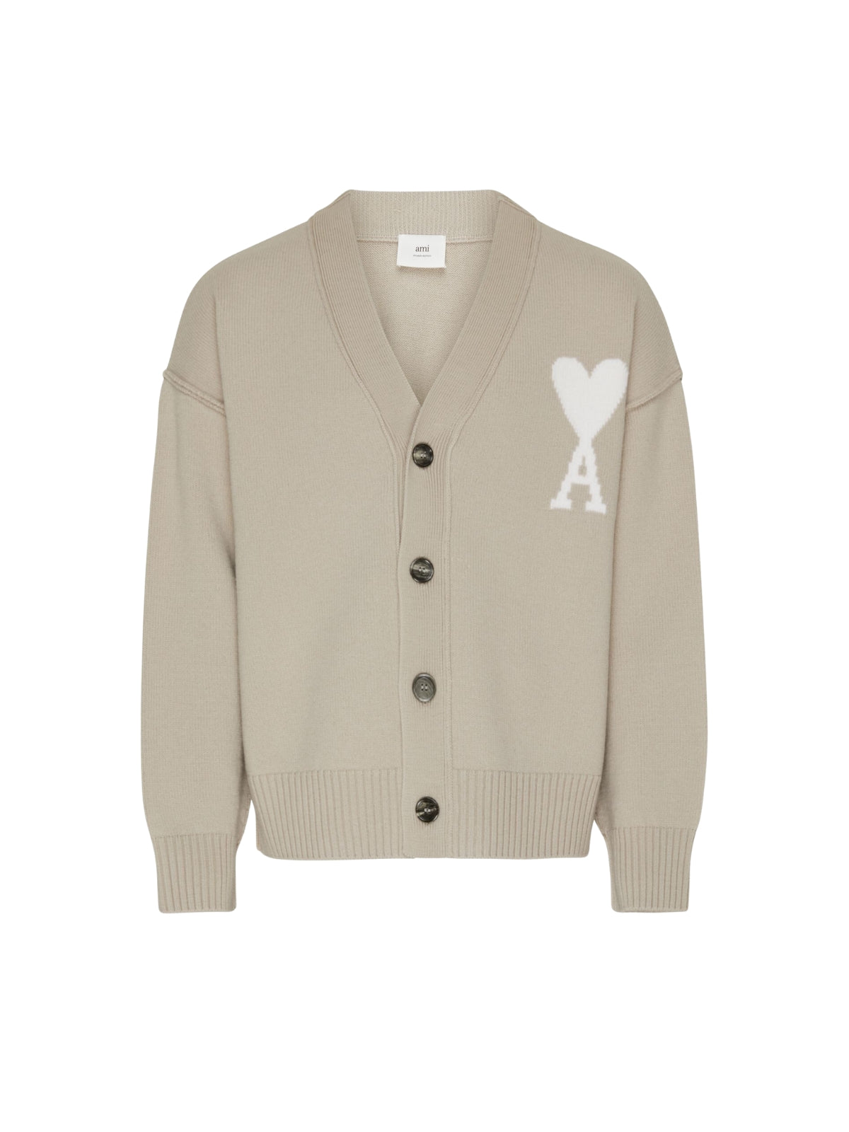 Ami Cardigan Logo Light Beige - 1