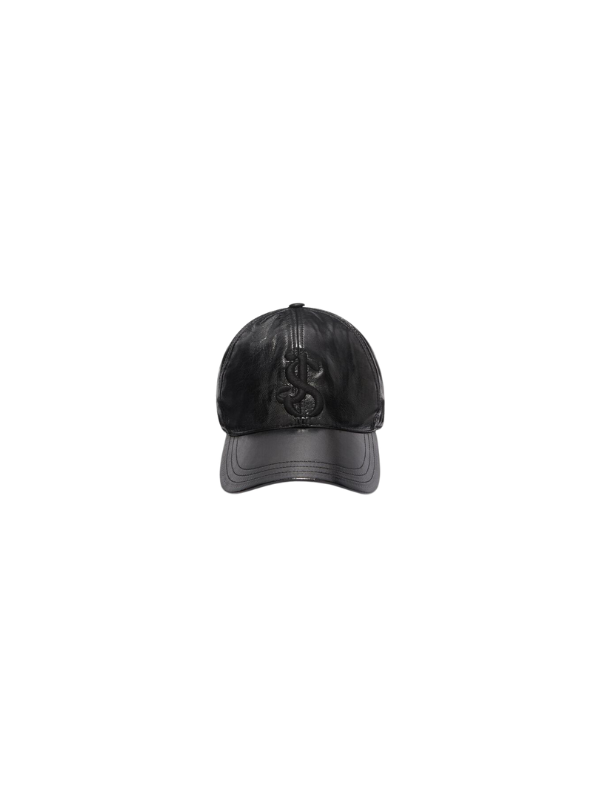 Jil Sander Cap Embroidered Leather Logo Black