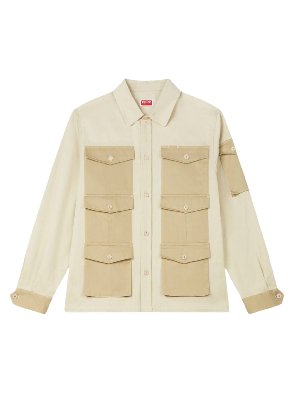 Kenzo Shirt Overshirt Multiple Pockets Beige