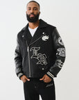True Religion Property Of None Biker Jacket Jet Black