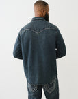True Religion Super T Western Denim Shirt Fleet Blue Blk Wash