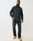 True Religion Super T Western Denim Shirt Fleet Blue Blk Wash