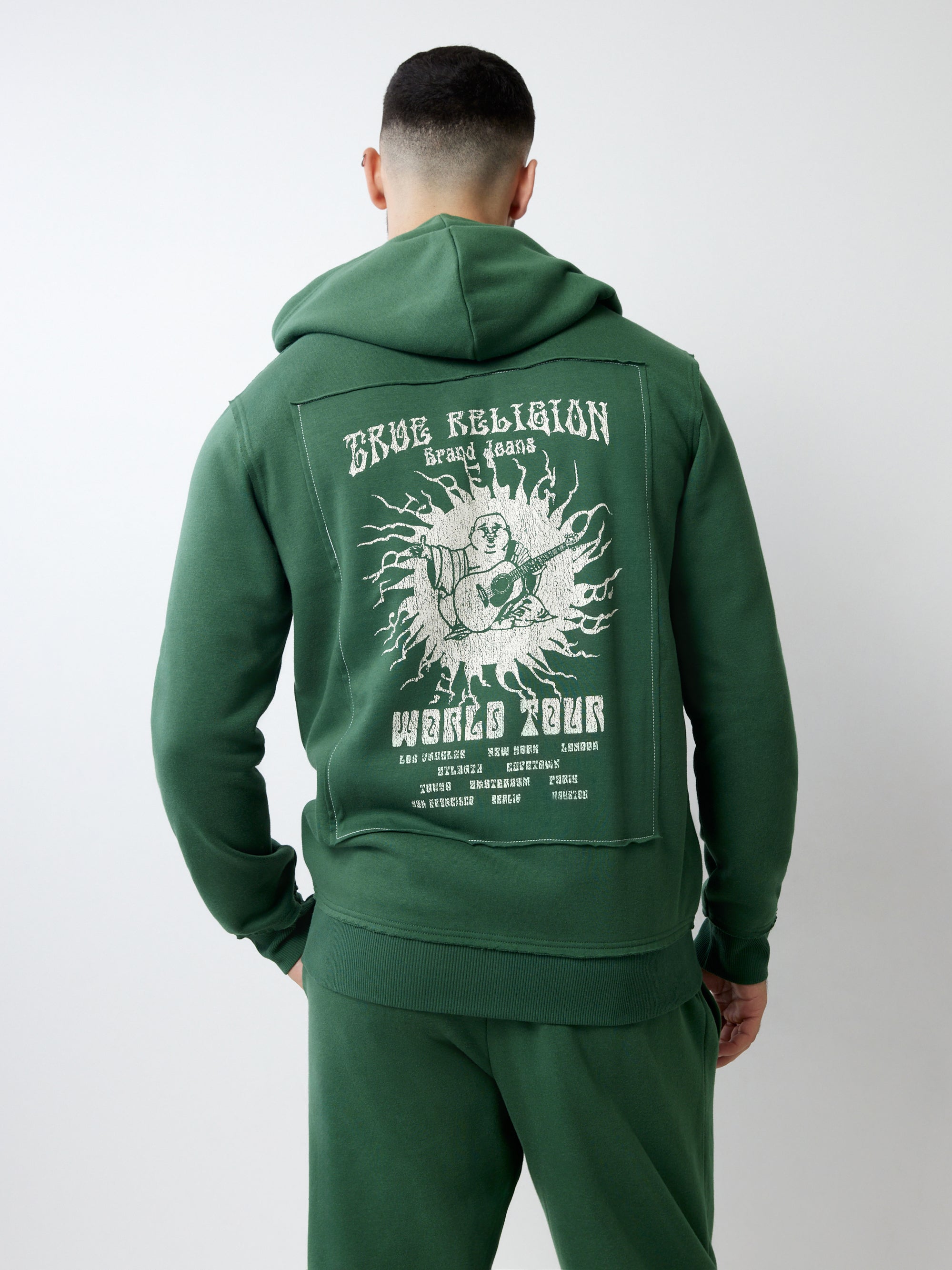 True Religion Blazing Tour Applique Zip Hood Dark Green