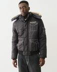 True Religion Big T Fur Hood Puffer Jacket Phantom