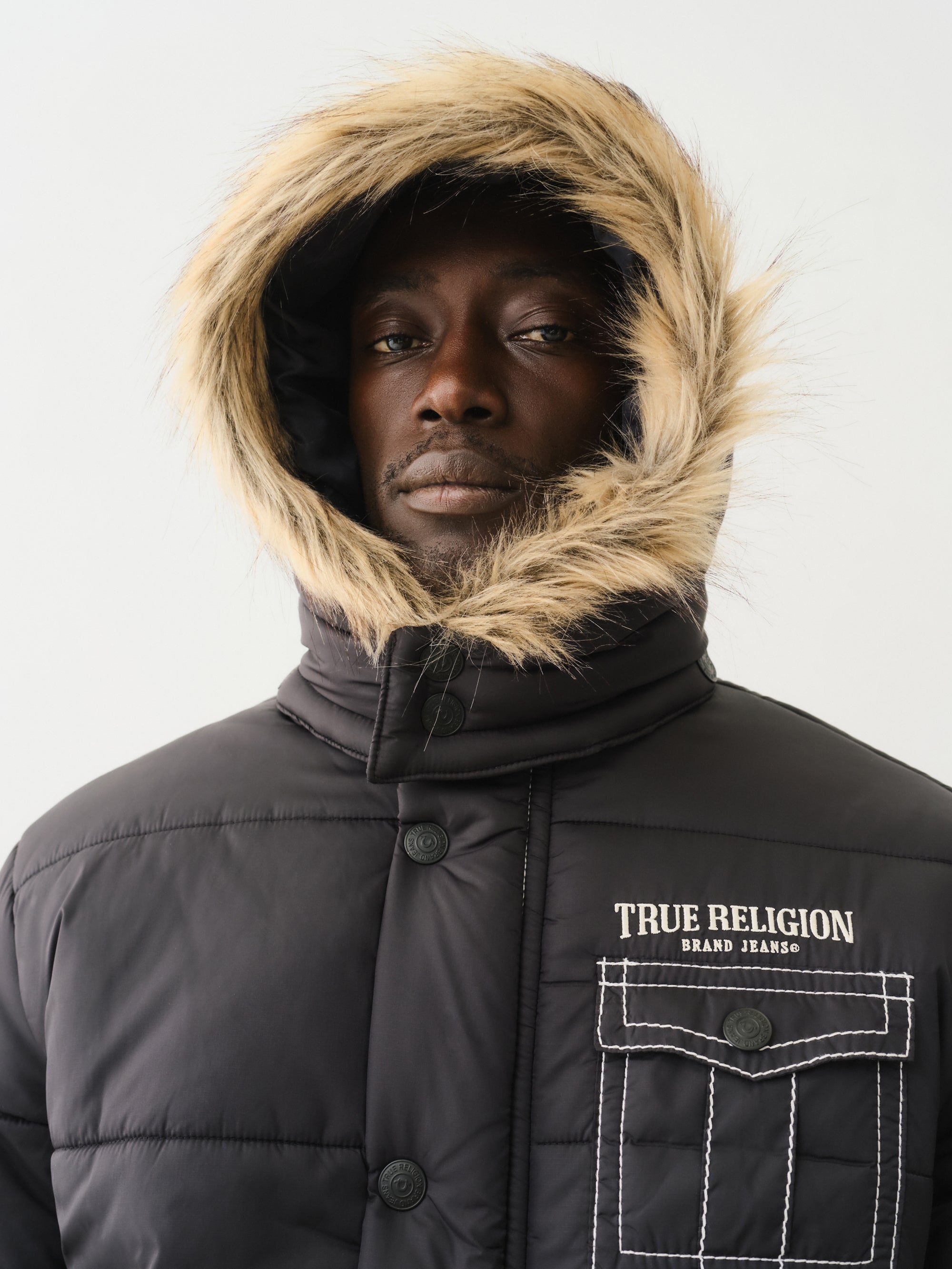 True Religion Big T Fur Hood Puffer Jacket Phantom – AL Capone Premium
