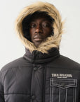 True Religion Big T Fur Hood Puffer Jacket Phantom