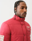 True Religion Big T Fur Hood Puffer Jacket Red Dahlia