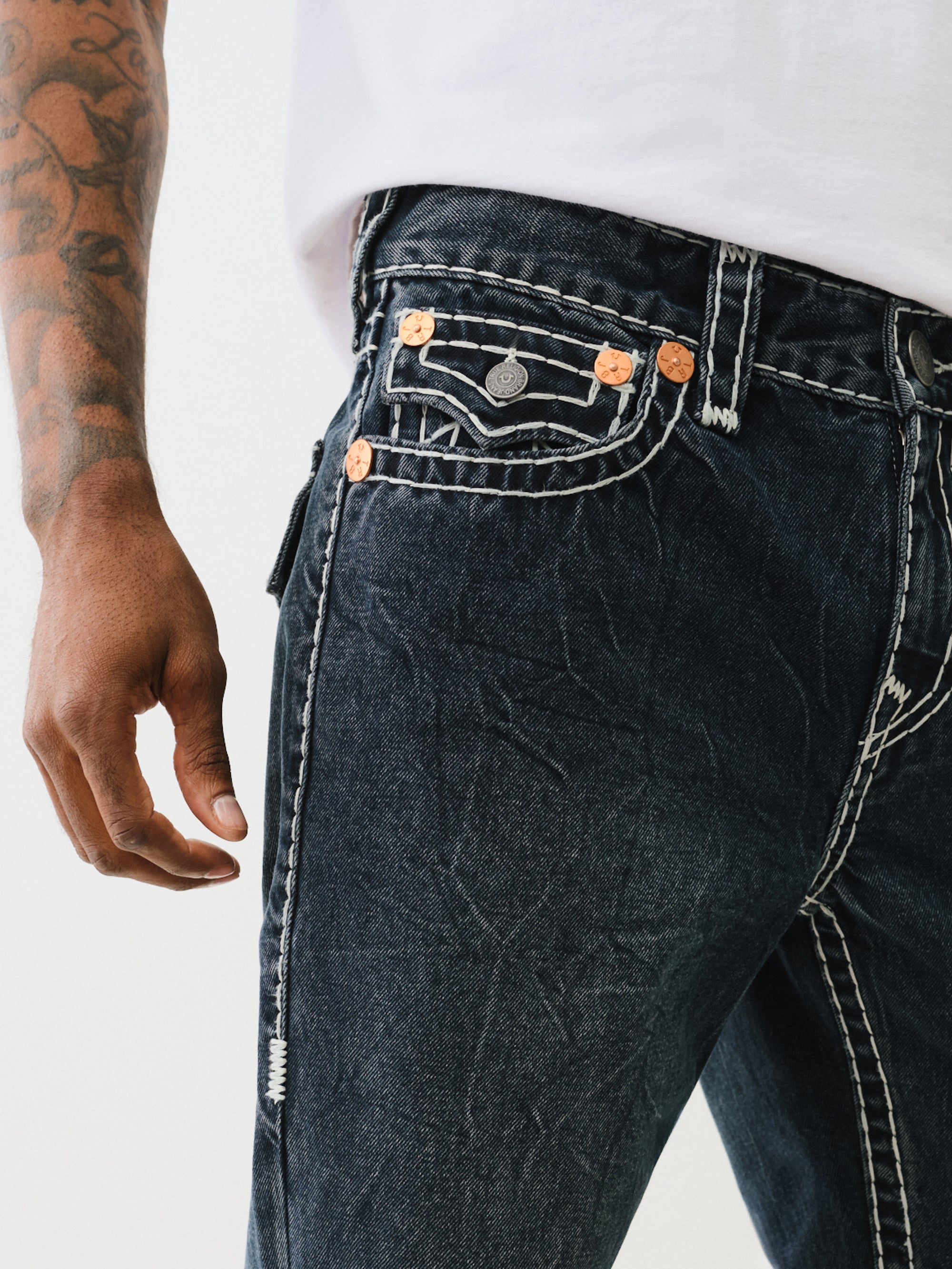 True Religion Billy Super T Flap Fleet Blue Black Wash – AL Capone
