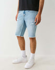 True Religion Ricky Sn Flap Fray Hem Short Cruiseline Medium Wash W/ Rips