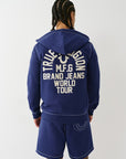 True Religion Big T Slub Zip Up Hoodie Medieval Blue