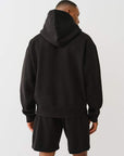 True Religion Cinched Applique Pullover Hood Jet Black