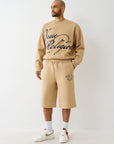 True Religion Long Sweatshorts Travertine
