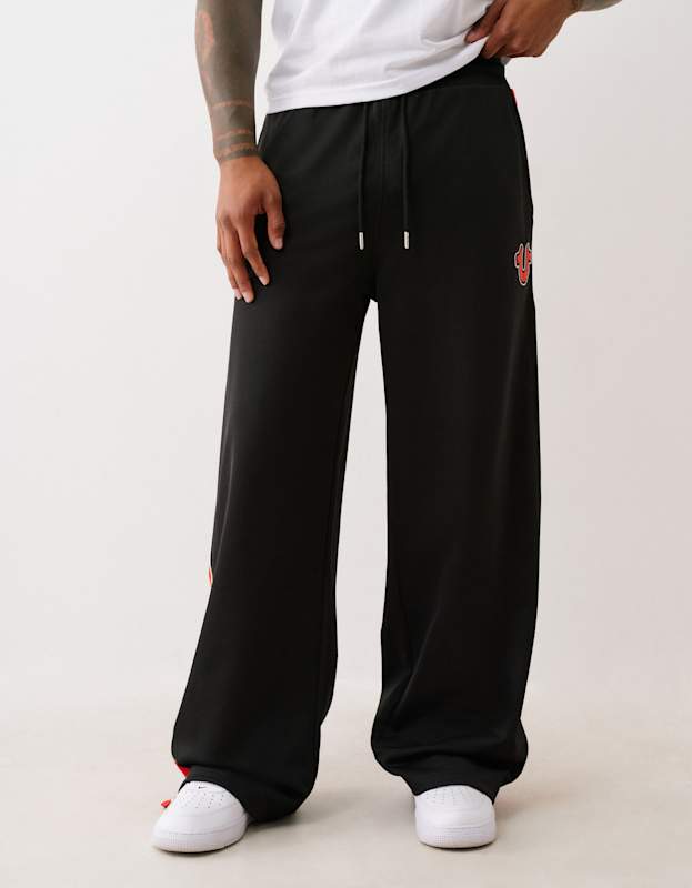 True Religion Snap Off Baggy Track Pants Jet Black