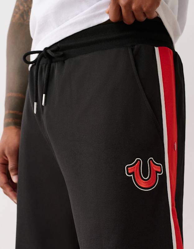 True Religion Snap Off Baggy Track Pants Jet Black