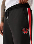 True Religion Snap Off Baggy Track Pants Jet Black