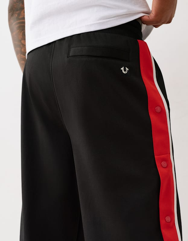True Religion Snap Off Baggy Track Pants Jet Black