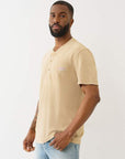 True Religion Ss Pique Mineral Patch Henley Travertine